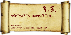 Nátán Borbála névjegykártya